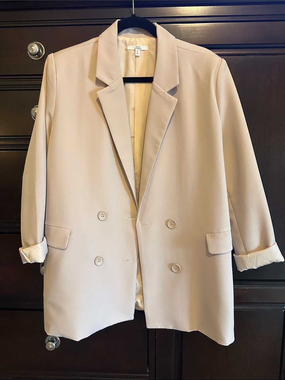 NWOT Women's Double-Breasted Light Beige Blazer Coat